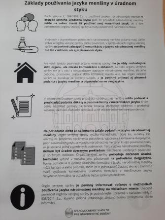 Základy používania jazyka menšiny v úradnom styku